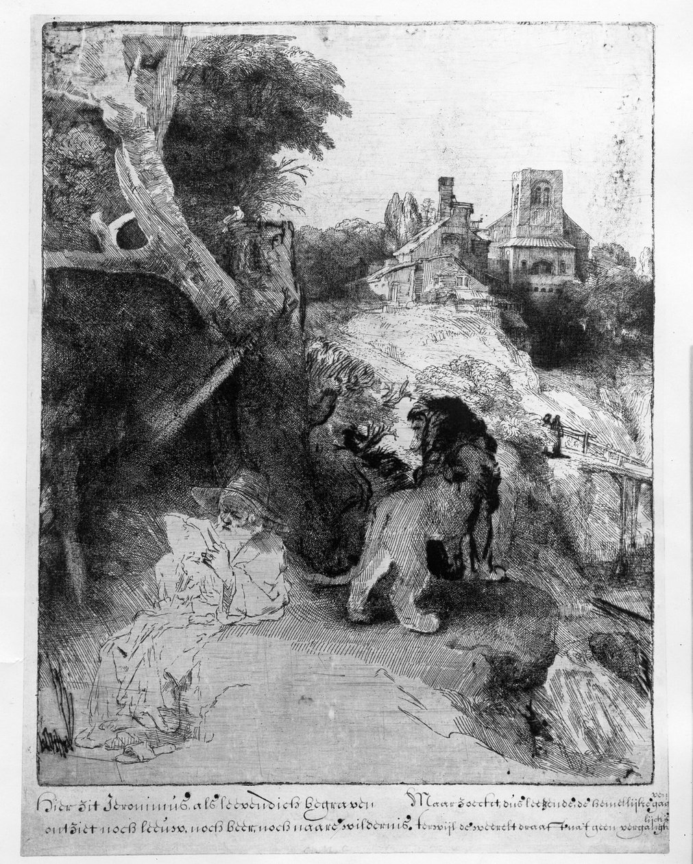 St. Hieronymus i et italiensk landskap, ca. 1653 av Rembrandt van Rijn