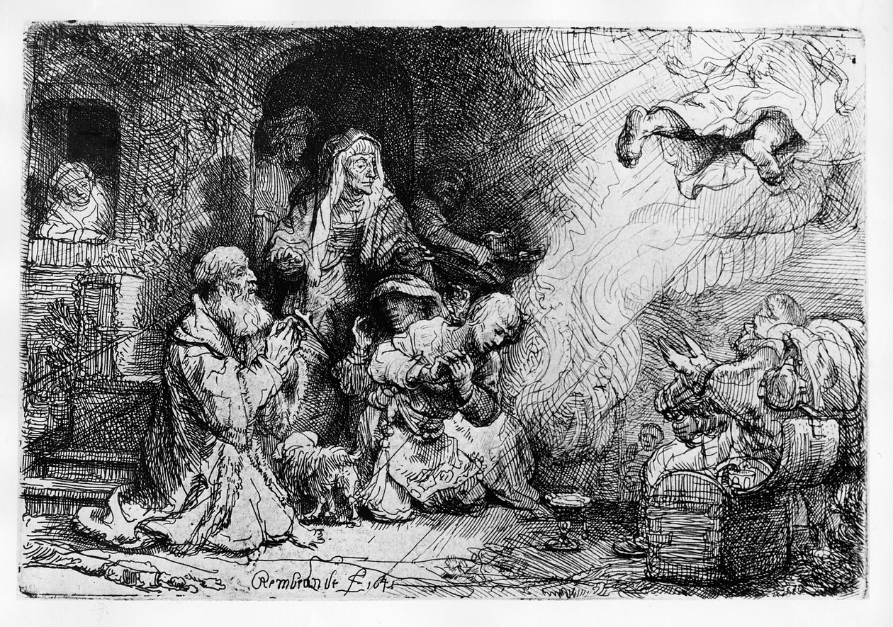 Engelen forlot familien til Tobias, 1641 av Rembrandt van Rijn