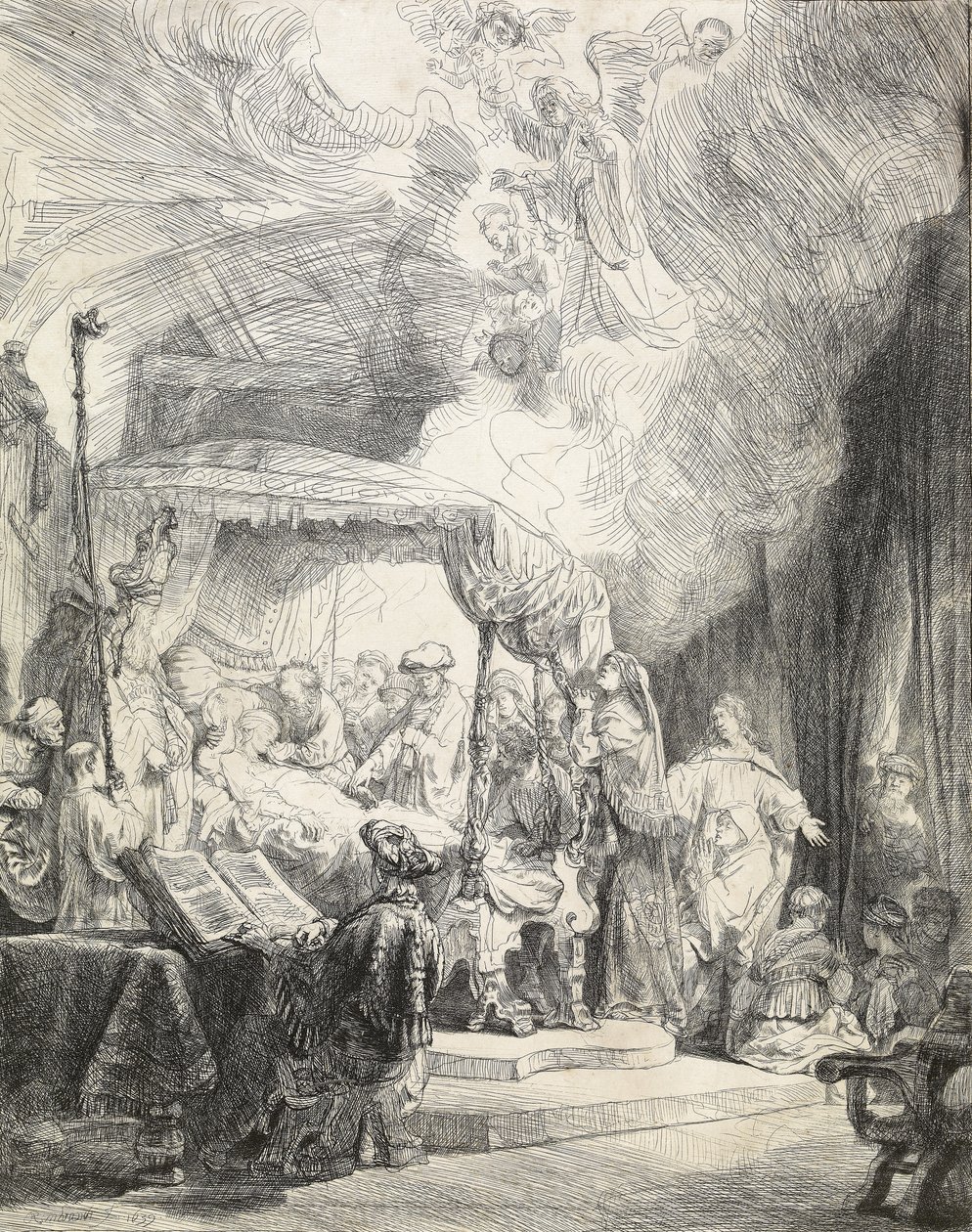 The Death of the Virgin, 1639 (etsing og tørrnål) av Rembrandt van Rijn