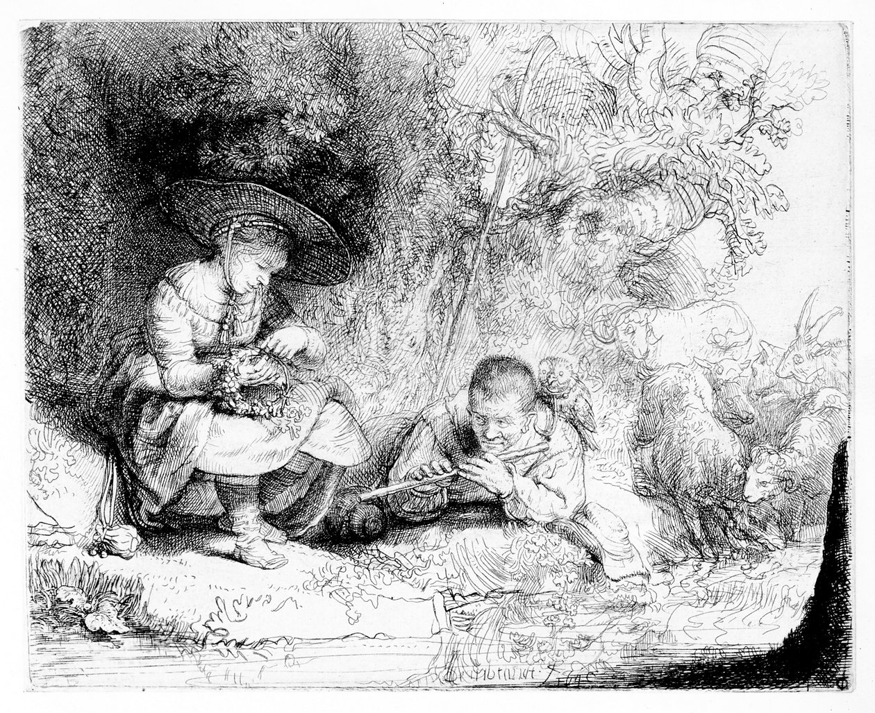 Fløytespilleren, 1642 av Rembrandt van Rijn