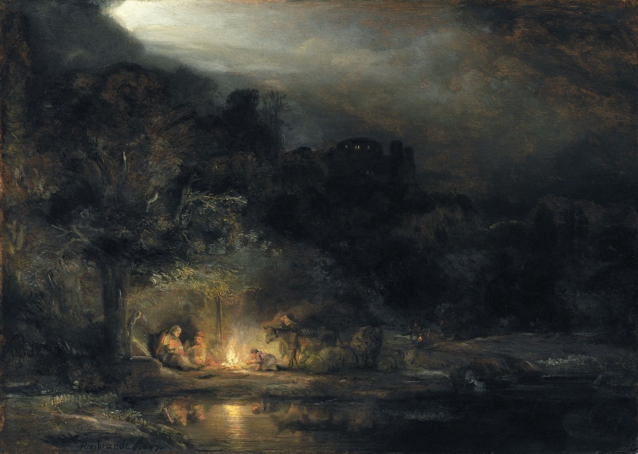 Resten på flyet til Egypt av Rembrandt van Rijn