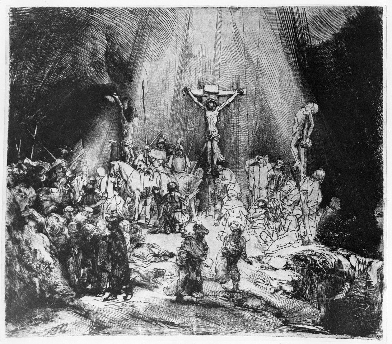 De tre korsene, 1653 (tørrpunkt) av Rembrandt van Rijn