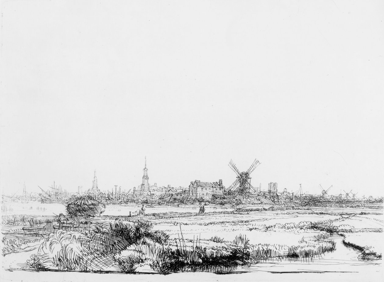 Utsikt over Amsterdam, ca. 1640 av Rembrandt van Rijn