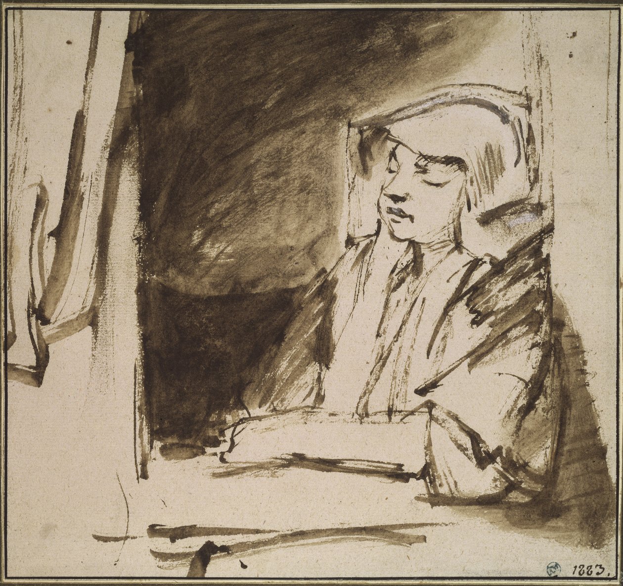 Kvinne ved et vindu av Rembrandt van Rijn