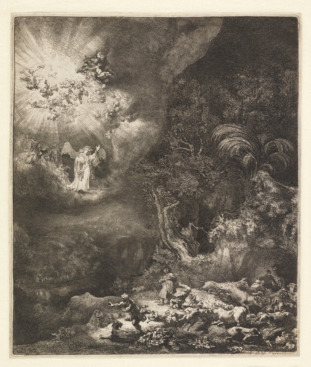 Kunngjøring for hyrdene, 1634 av Rembrandt van Rijn