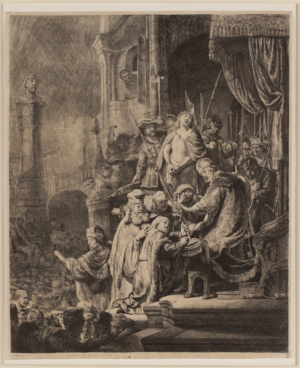 Kristus før Pilatus: Stor tallerken av Rembrandt van Rijn