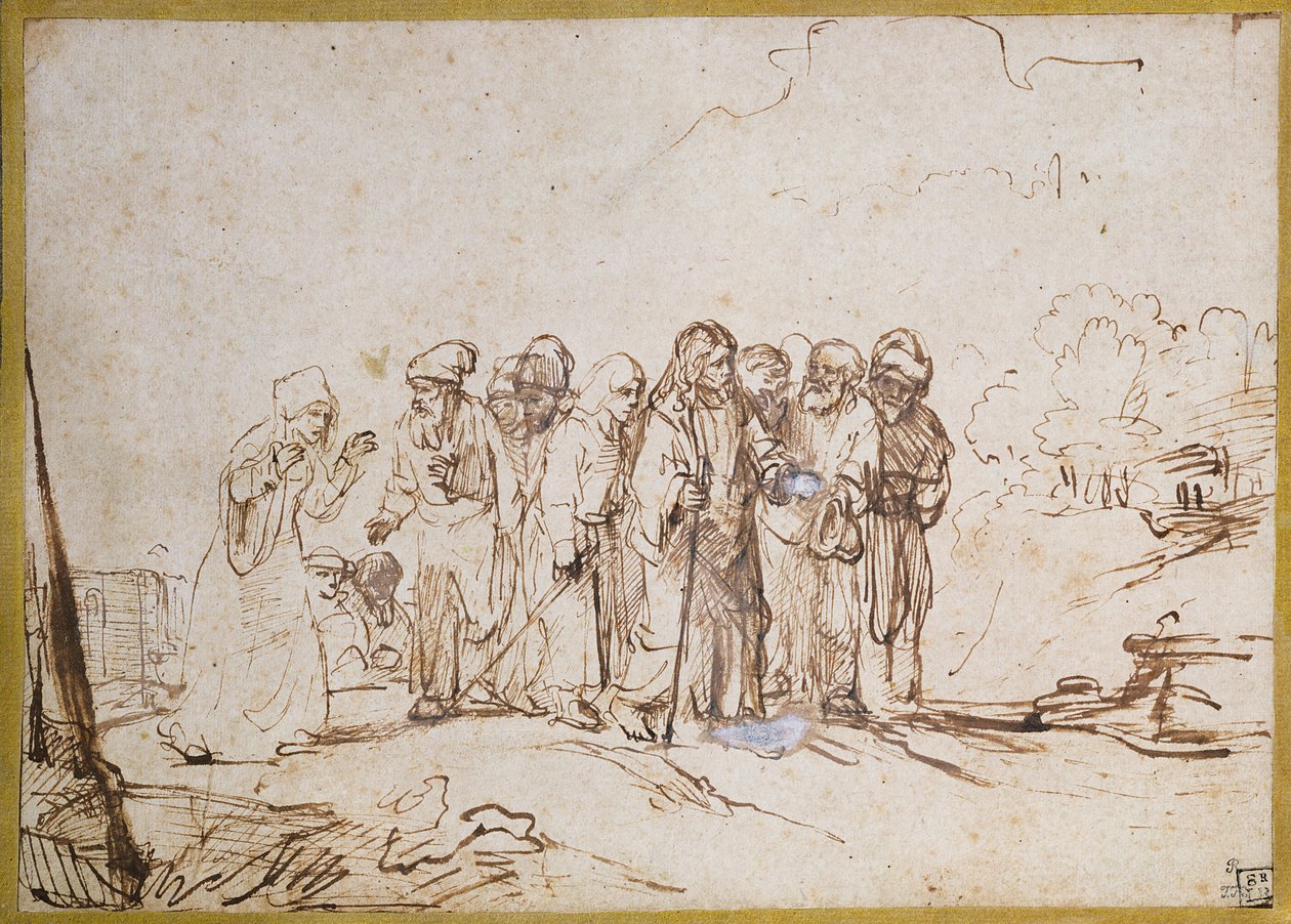 Kristus og den kanaaneiske kvinnen av Rembrandt van Rijn