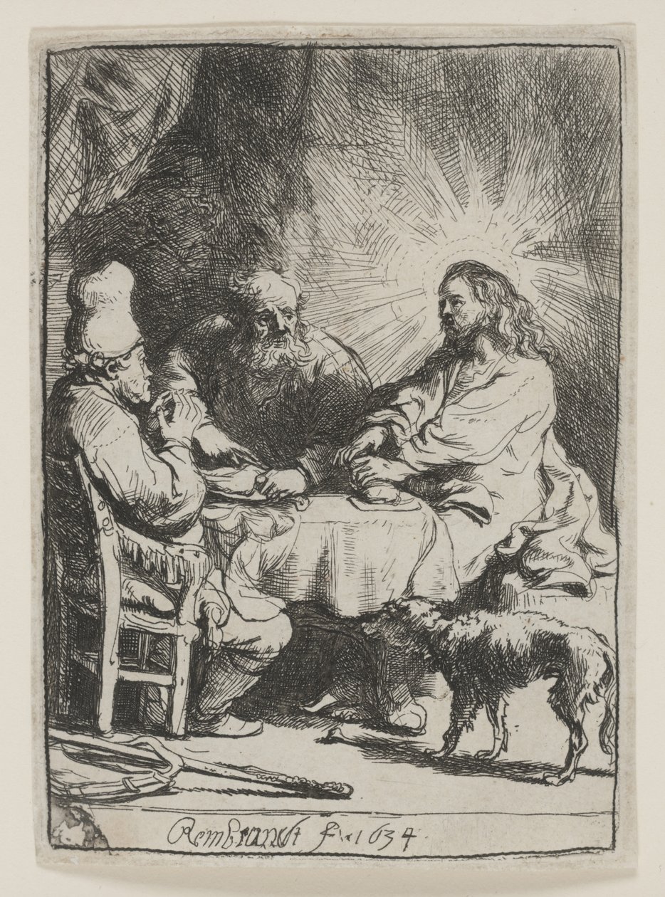 Kristus ved Emmaus: The Smaller Plate av Rembrandt van Rijn