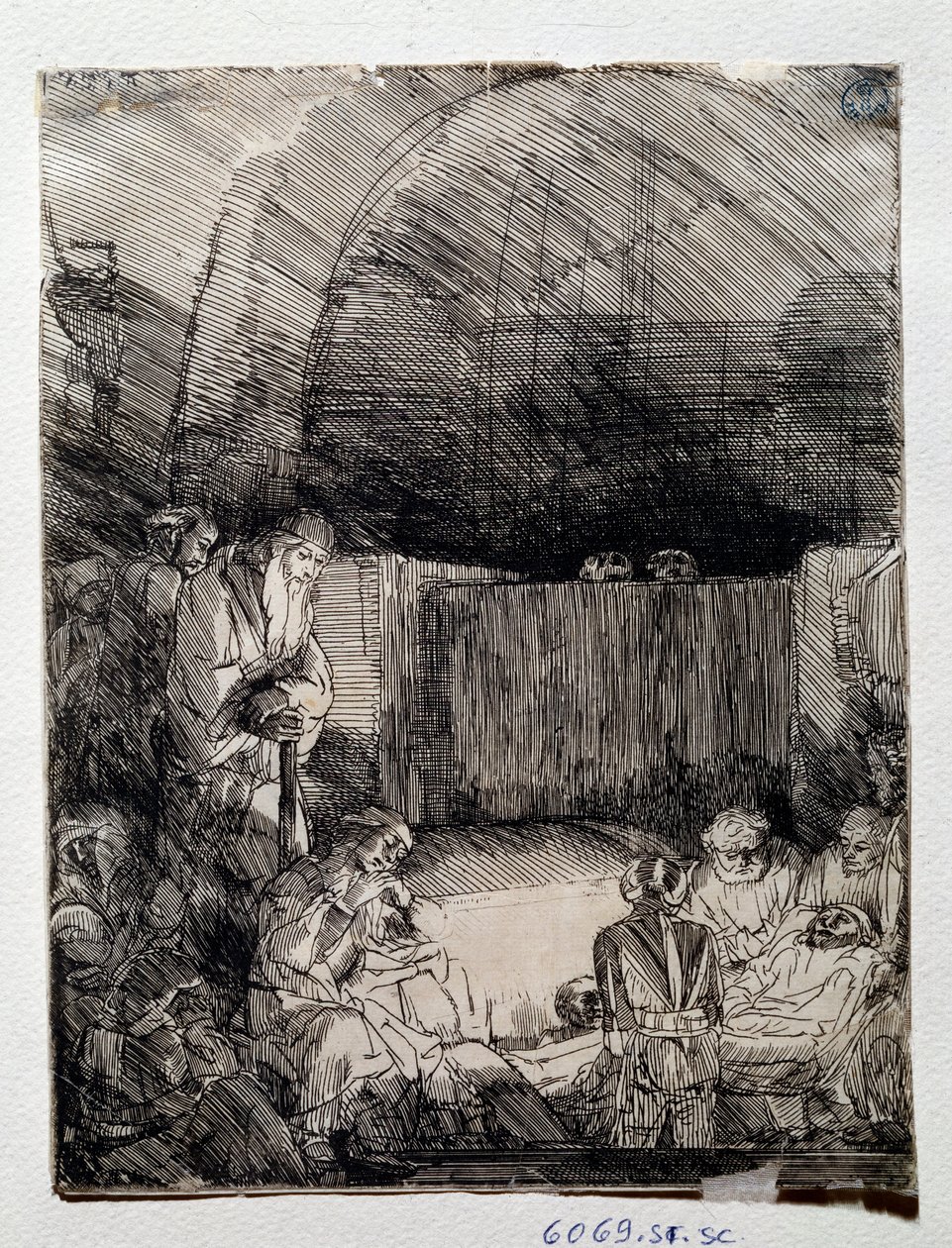Utstilling av forløserens kropp Tegning av Rembrandt Harmenszoon van Rijn (1606-1669) Firenze, Uffizi (kontorer), Gabinetto Disegni e Stampe av Rembrandt van Rijn