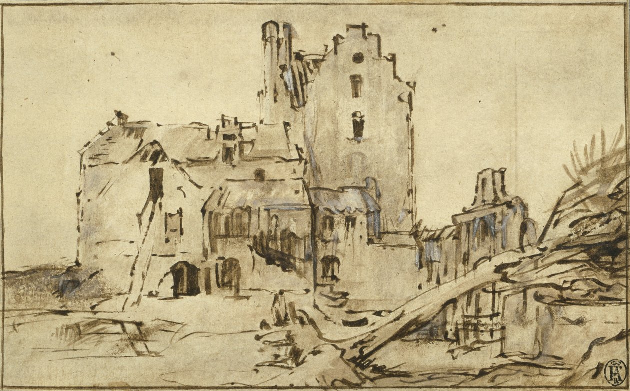 Kostverloren slott i forfall, 1652-57 av Rembrandt van Rijn