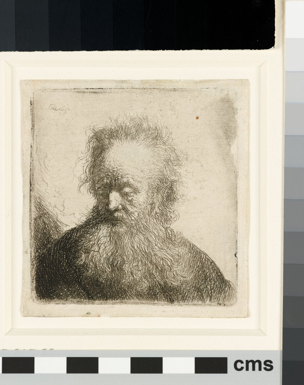 Gammel mann med flytende skjegg: byste av Rembrandt van Rijn