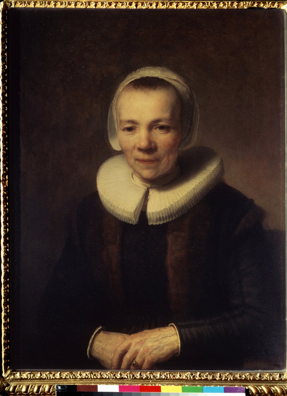 Portrett av Baartje Martens Doomer (Portrett av Baartje Martens-Doomer). Peinture de Harmenszoon van Rijn denne Rembrandt (1606-1669) av Rembrandt Harmensz. van Rijn