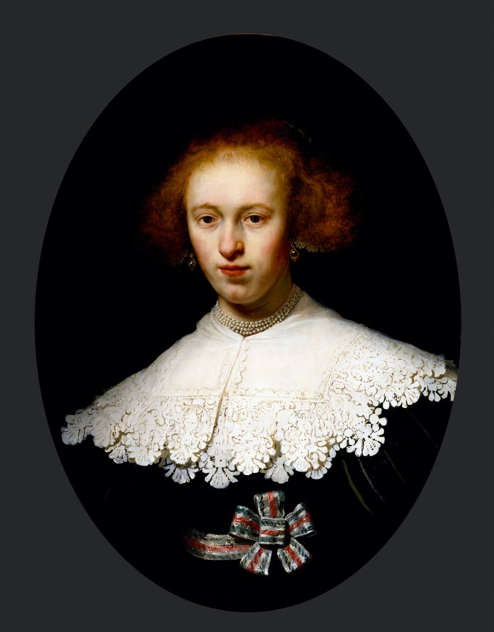 "Portrait of a Young Woman" (Portrait of a Young Woman) Maleri av Rembrandt van Rhijn (1606-1669) - 1633 - Olje på tre Dim 65,3x48,7 cm Museum of Fine Arts, Houston av Rembrandt van Rijn