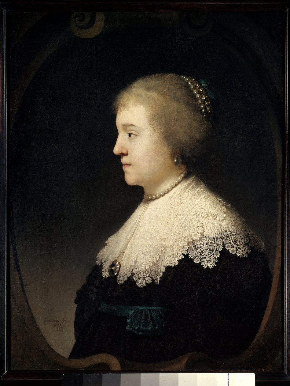 Portrett av kvinne (Saskia?) Maleri av Harmensz van Rijn dit Rembrandt (1606-1669) 1632 Paris, Musee Jacquemart Andre. av Rembrandt van Rijn