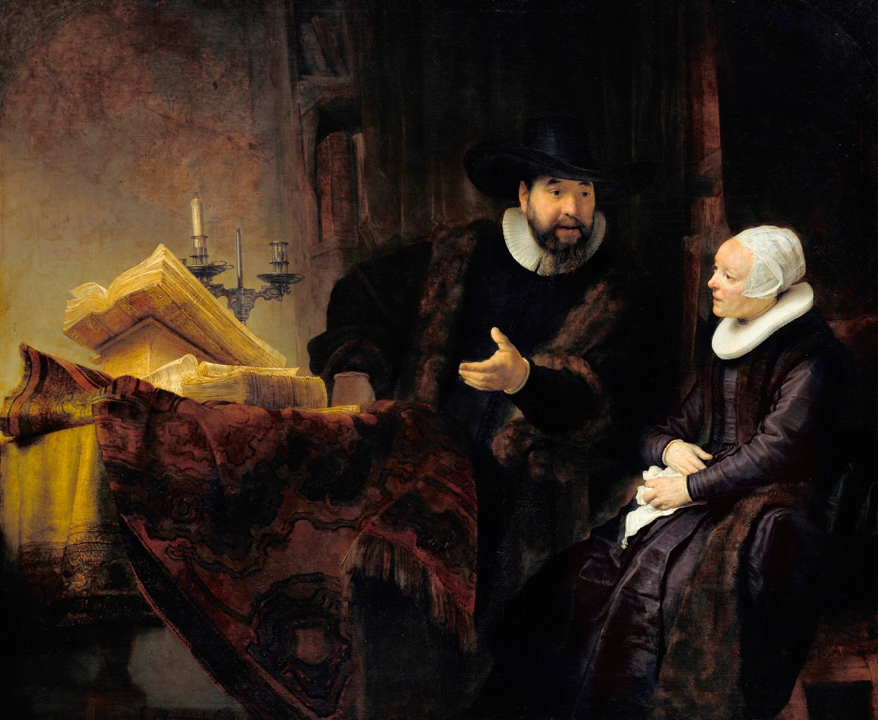 ""Portrett av mennonitpredikanten Cornelius Claesz Anslo og hans kone Aaltje Gerritsdr Shouten"" (Le predicateur mennonite Cornelius Claesz Anslo et son epouse Aaltje Gerritsdr Shouten) Peinture de Rembrandt Harmenszoon van Rijn (1606-176469 Dim 176469) 17 av Rembrandt Harmensz. van Rijn