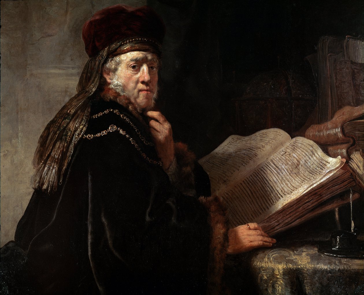 Portrett av de vise (Portrettet av en rabbiner) (olje på lerret av Rembrandt van Rijn