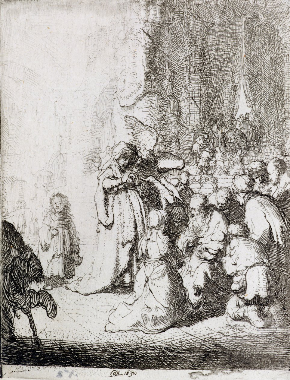 Presentasjon i tempelet (penn og blekk på papir) av Rembrandt van Rijn