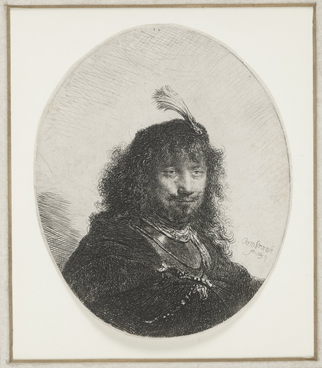 Rembrandt med plymerhette, 1634 av Rembrandt van Rijn
