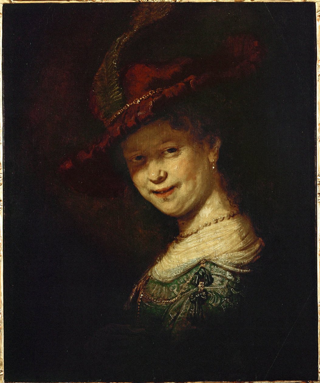 Saskia van Uylenburgh, Rembrandts kone som han giftet seg med i 1634 (maleri) av Rembrandt Harmensz. van Rijn