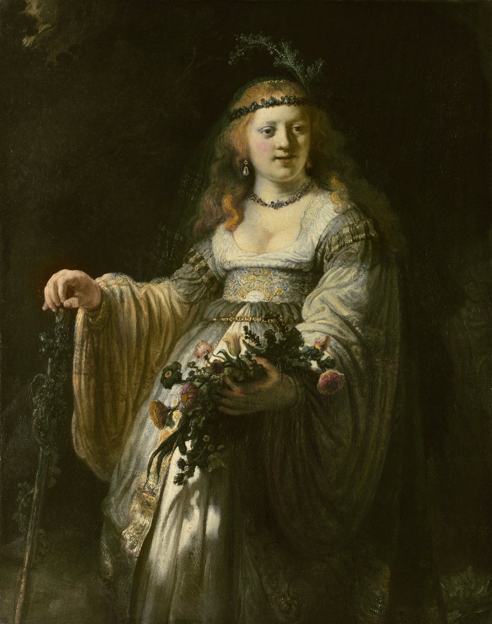 Saskia van Uylenburgh i arkadisk kostyme av Rembrandt van Rijn