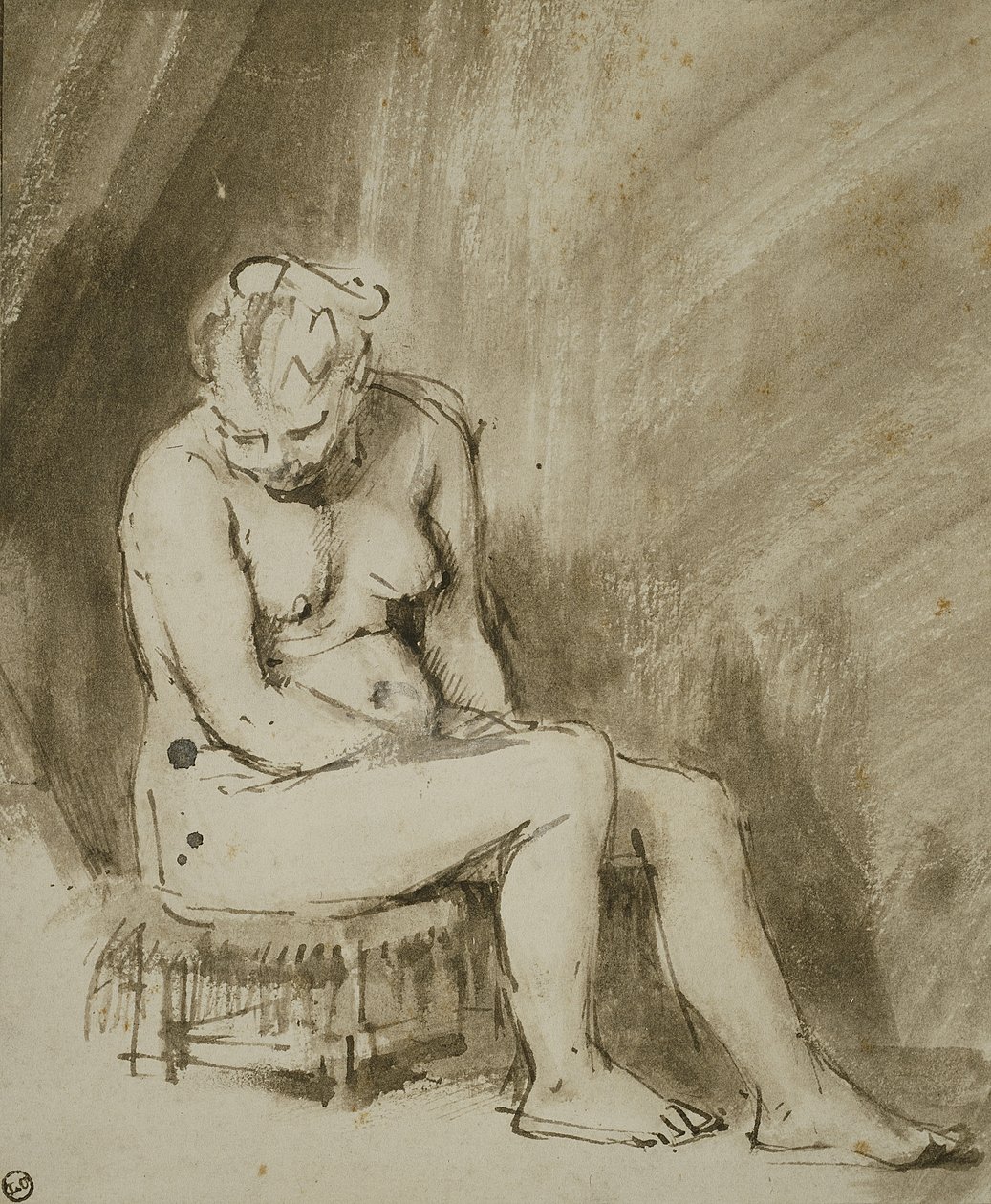 Sittende naken kvinne av Rembrandt van Rijn