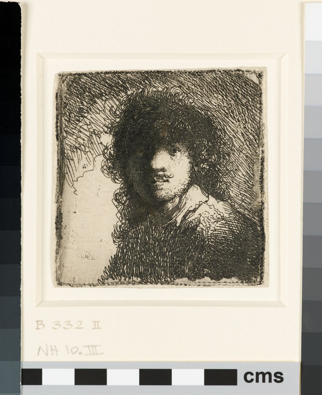 Selvportrett barhodet: byste, ca. 1629 (radering) av Rembrandt van Rijn