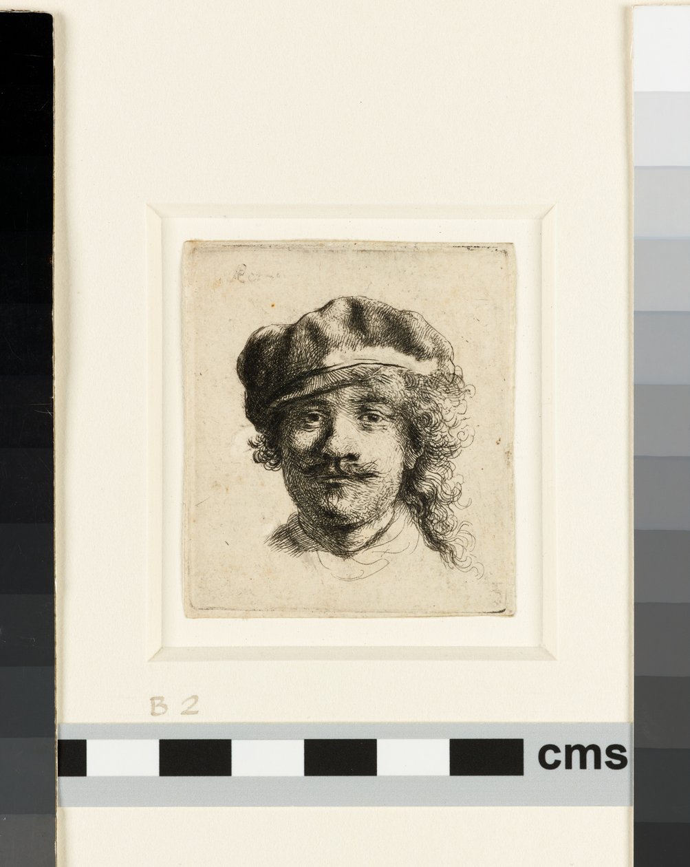 Selvportrett iført en myk hette, ca. 1634 (etsing) av Rembrandt van Rijn