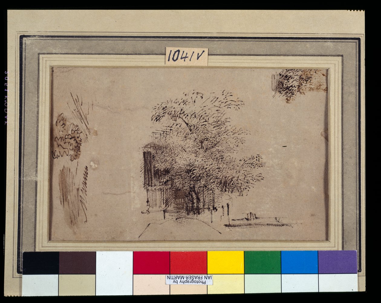 Studie av et tre foran et hus (penn og blekk med vask på papir) av Rembrandt Harmensz. van Rijn