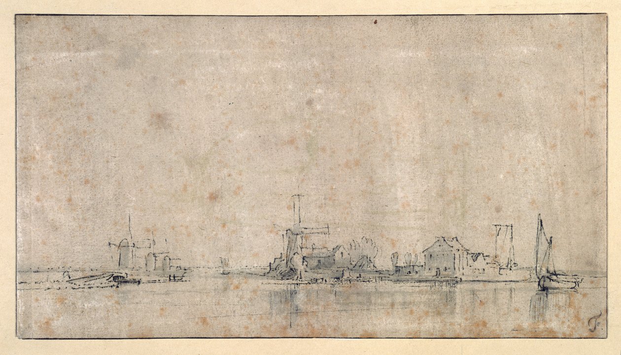 The Amstel at the Omval, ca. 1650-53 (penn og blekk med vask på papir) av Rembrandt Harmensz. van Rijn