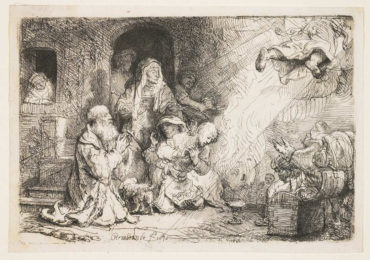 Engelen forlater familien til Tobias av Rembrandt van Rijn