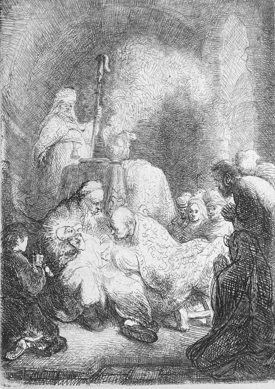Omskjæringen (penn og blekk på papir) av Rembrandt van Rijn