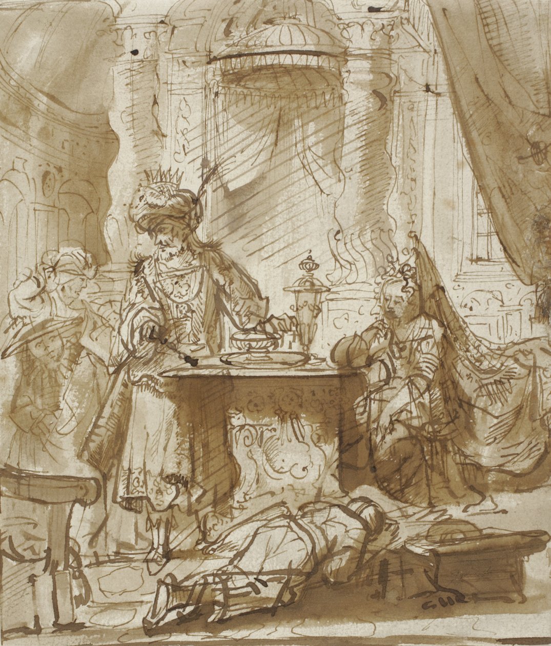 Fornedrelsen av Haman før Ahasverus og Ester av Rembrandt van Rijn