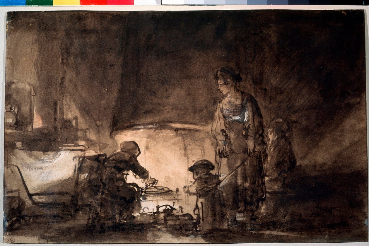 Kjøkkenet i Rembrandts hus av Rembrandt van Rijn