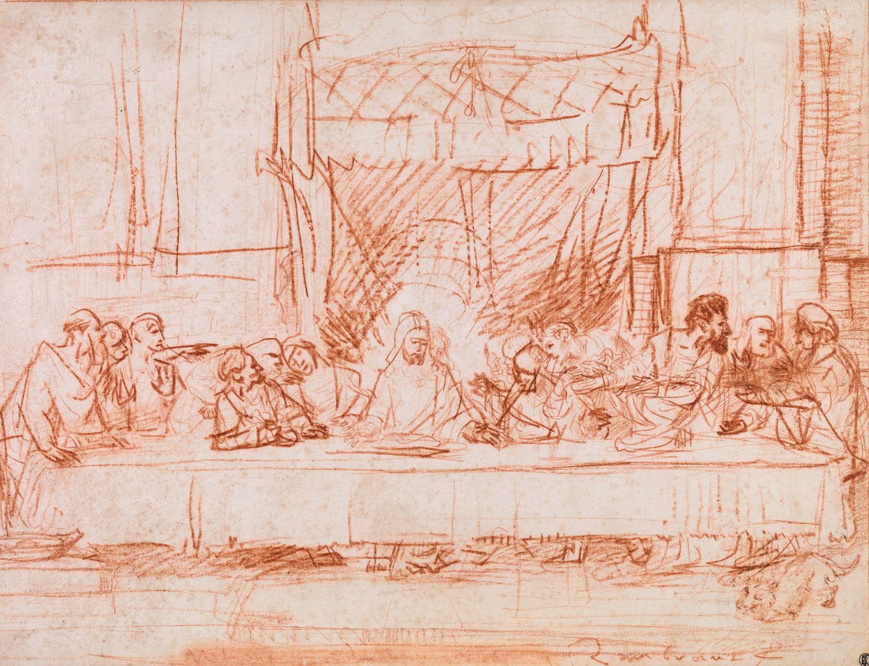 Nattverden, etter Leonardo da Vinci av Rembrandt van Rijn