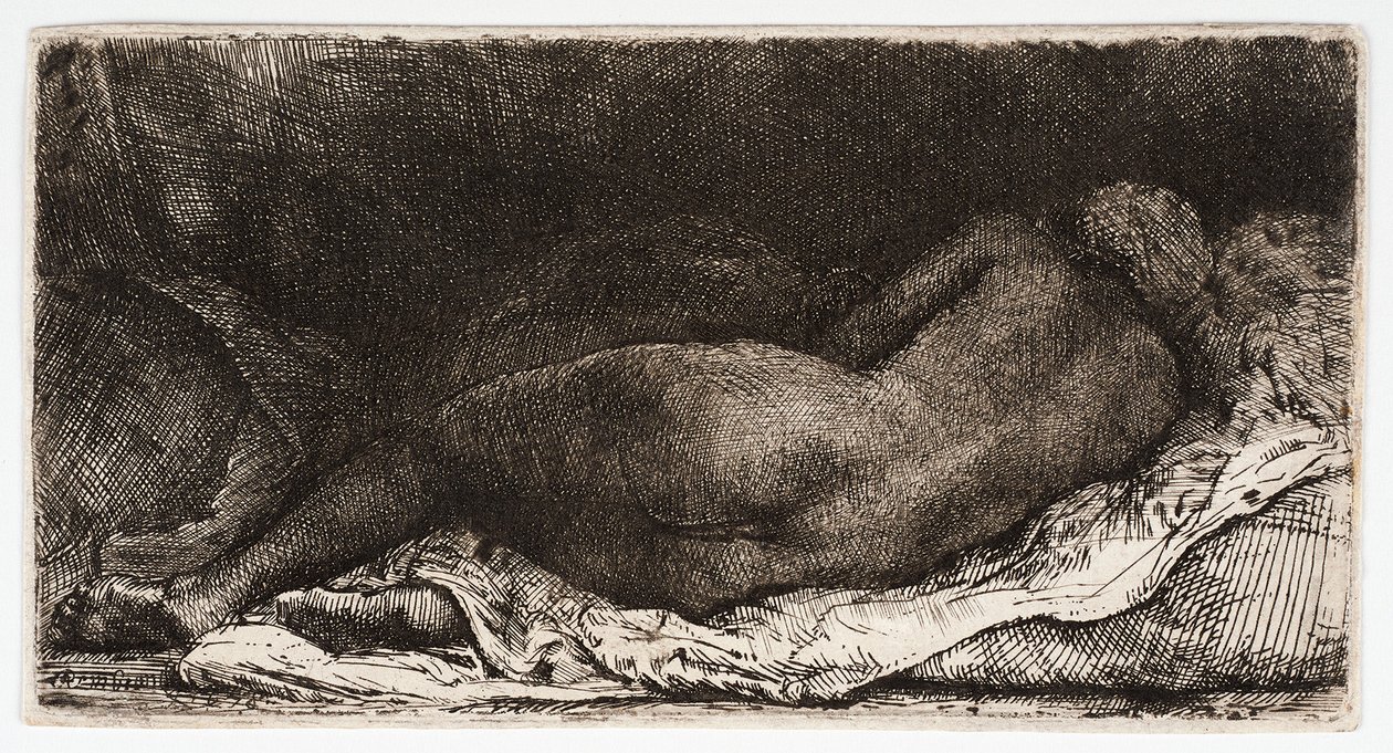 Den nakne kvinnen sover med rumpa i vinden, av Rembrandt Harmensz. van Rijn
