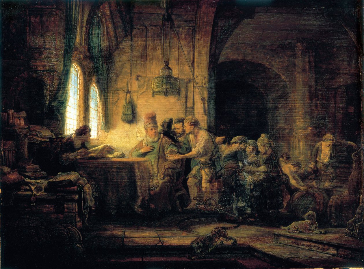 Lignelsen om arbeiderne i vingården - 1637 av Rembrandt van Rijn