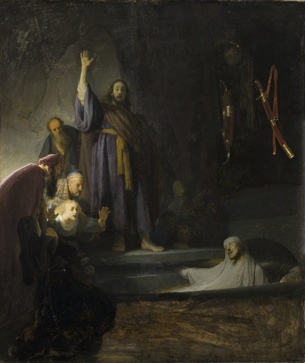 The Raising of Lazarus, ca. 1630-2 (olje på tre) av Rembrandt van Rijn