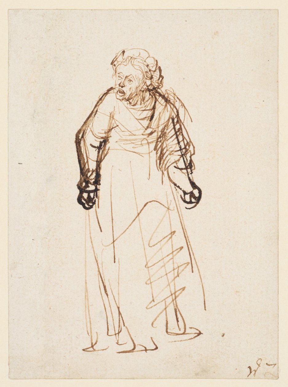 Kvinne skjeller (penn og blekk på papir) av Rembrandt Harmensz. van Rijn