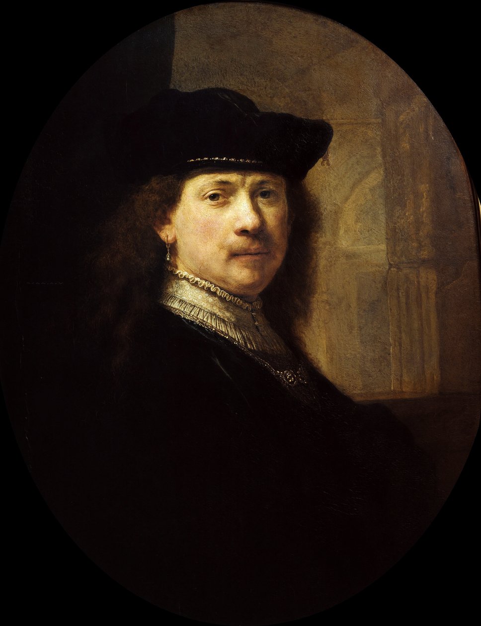 Selvportrett med arkitektonisk bakgrunn, ca 1639. av Rembrandt van Rhijn,