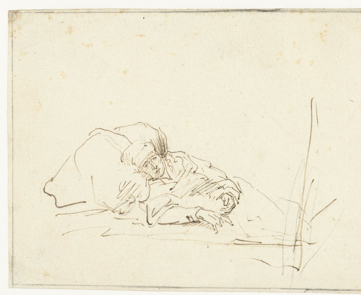 Saskia syk i seng av Rembrandt van Rijn (copy after)