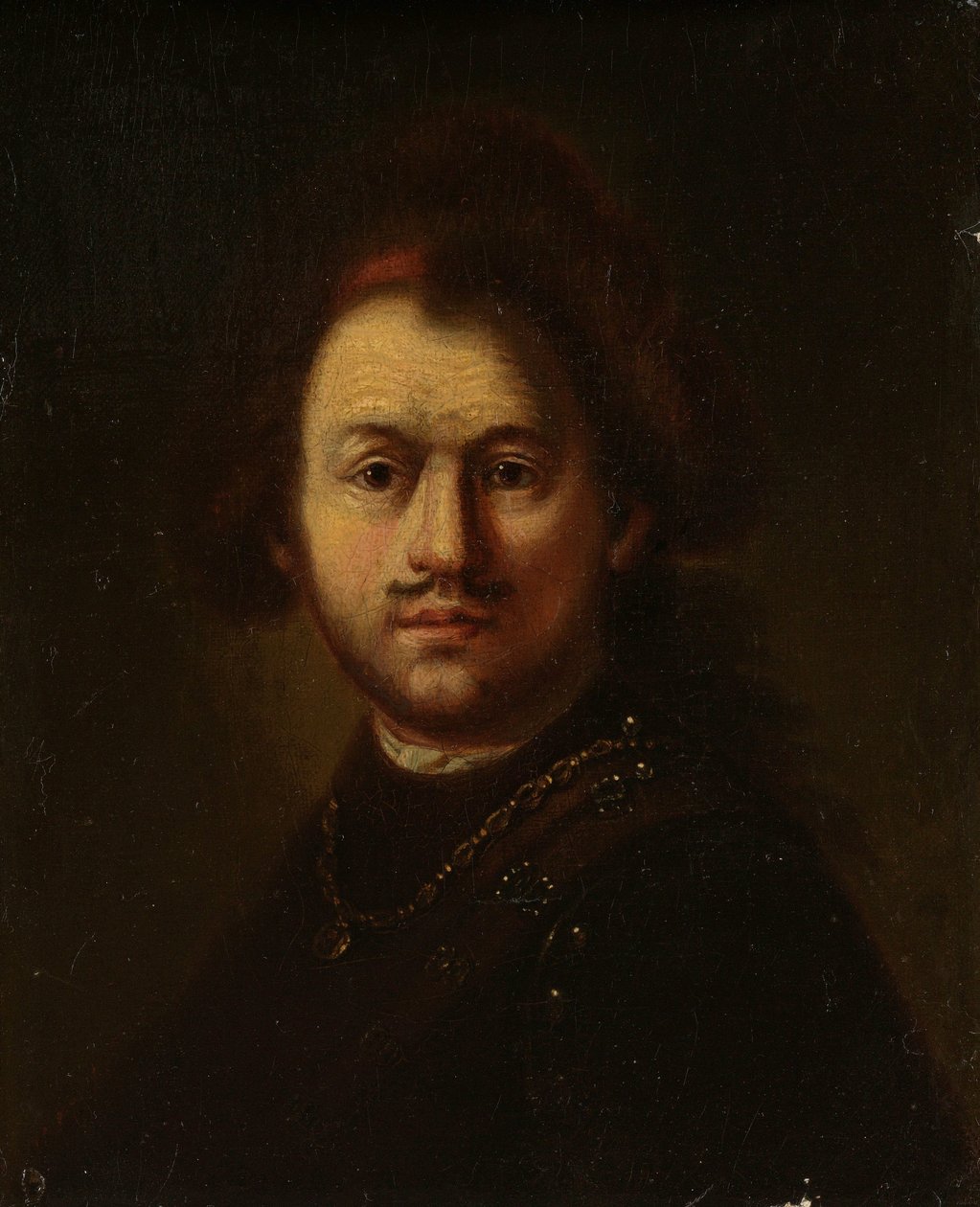Portrett av Rembrandt Harmensz. fra Rhinen av Rembrandt van Rijn (follower of)