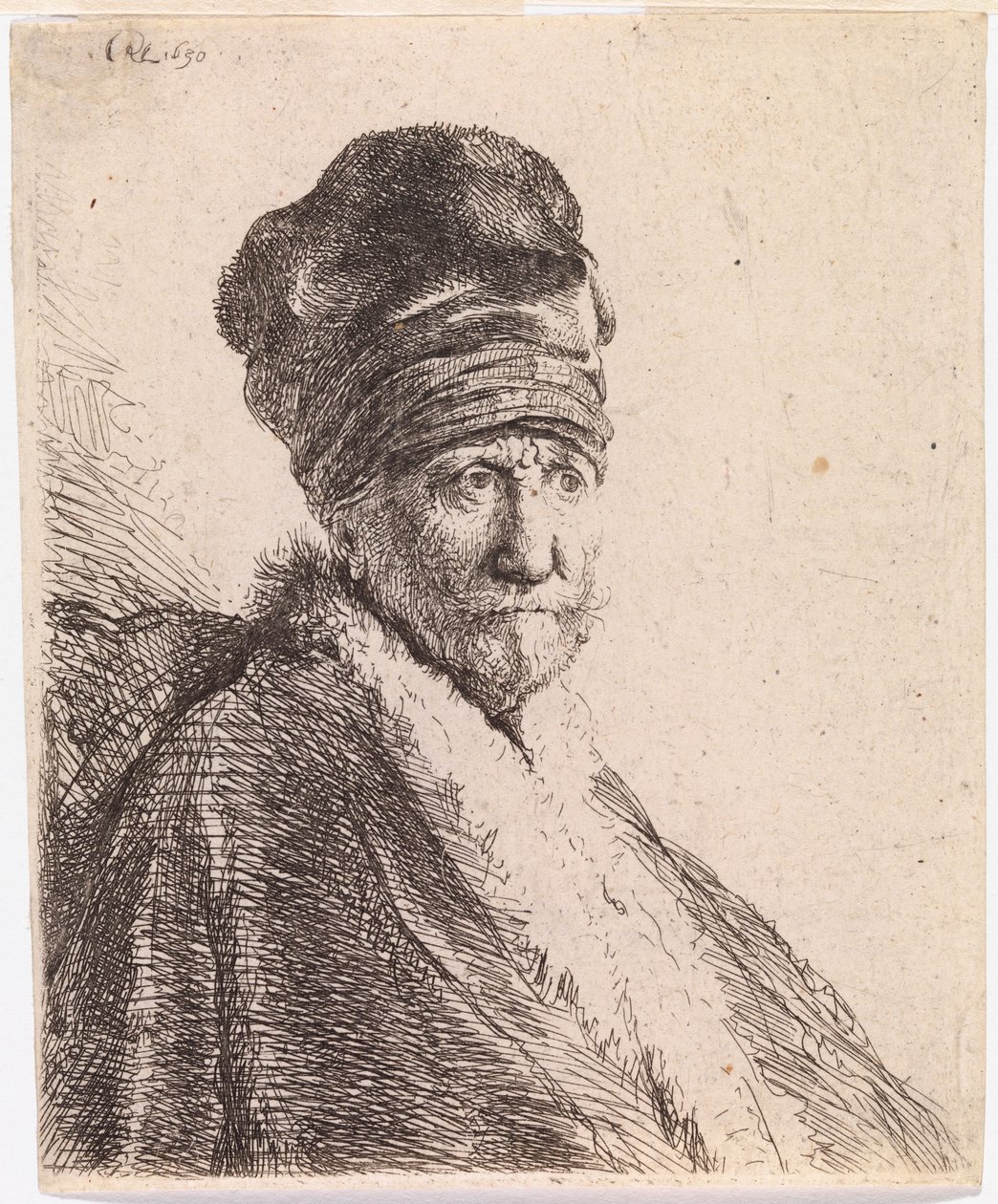 En mann med turban (Rembrandts far) av Rembrandt van Rijn