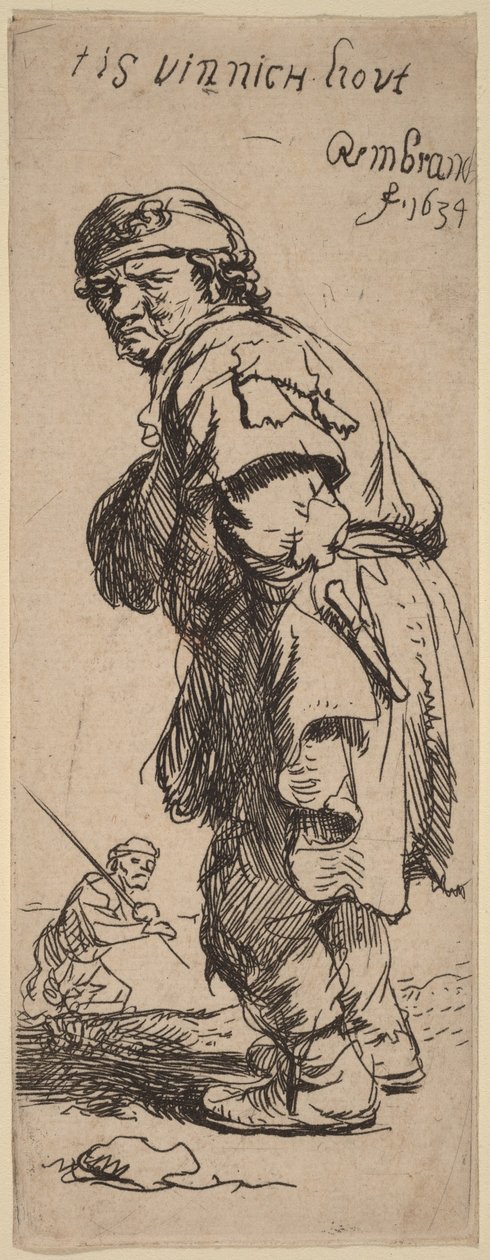 En bonde roper: «tis vinnich kout» (Det er iskaldt) av Rembrandt van Rijn