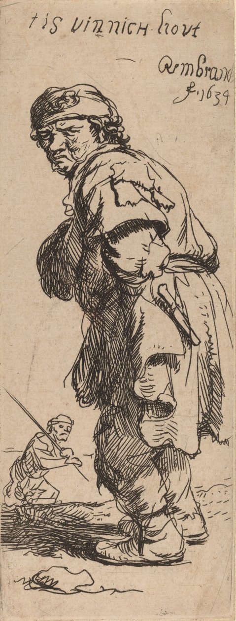 En bonde som roper: tis vinnich kout Det er bitende kaldt, 1634. av Rembrandt van Rijn