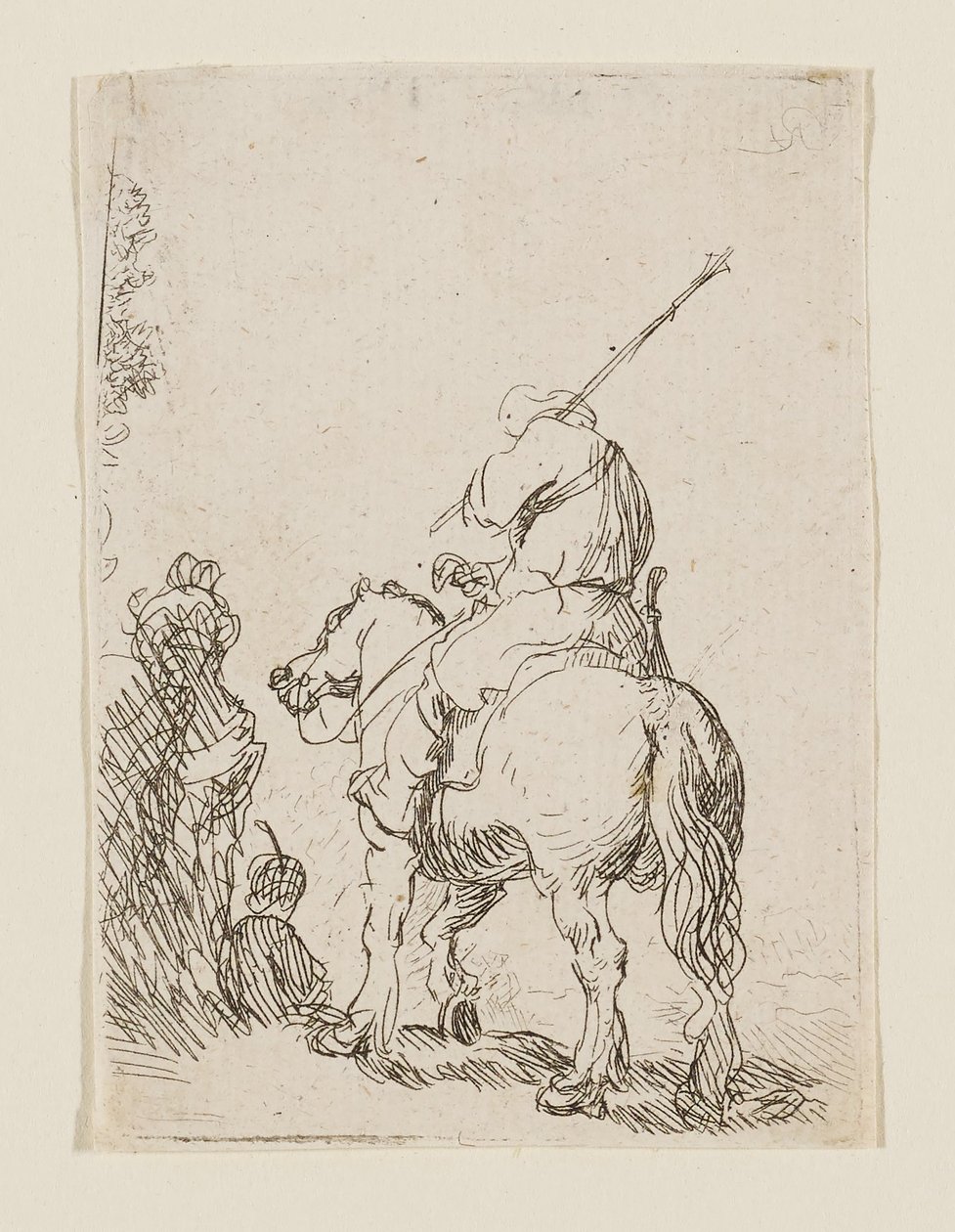 En soldat med turban til hest av Rembrandt van Rijn