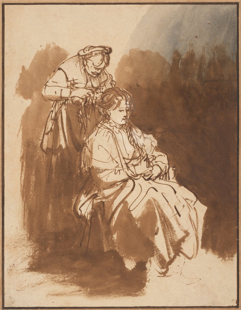 En ung kvinne med flettet hår, ca 1637 av Rembrandt van Rijn