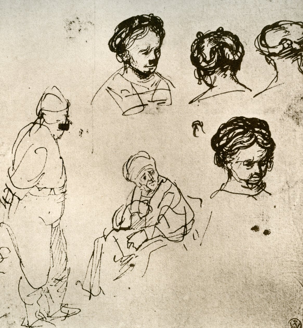 En side med skisser, 1913. av Rembrandt van Rijn
