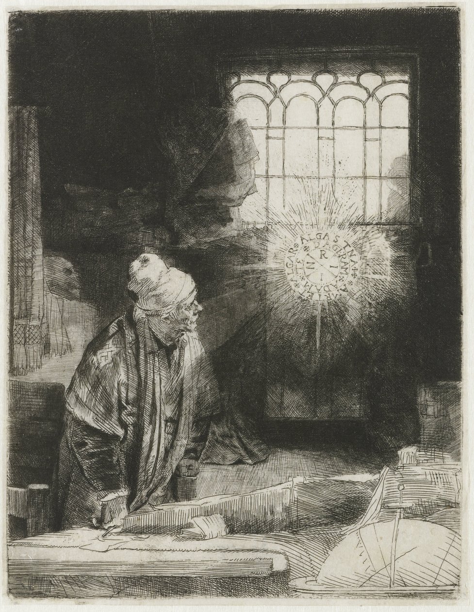 En lærd i studiet hans av Rembrandt van Rijn