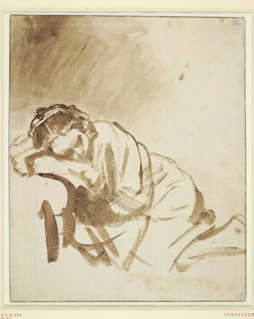 En ung kvinne som sover Hendrickje Stoffels, ca 1654 av Rembrandt van Rijn