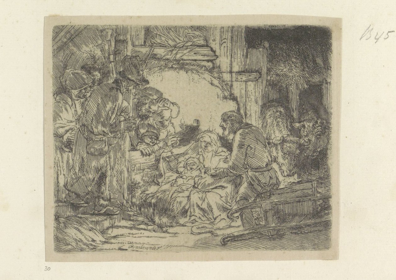 Tilbud der herders: met de olielamp Samling av åttifem originaltrykk (serietittel) av Rembrandt van Rijn